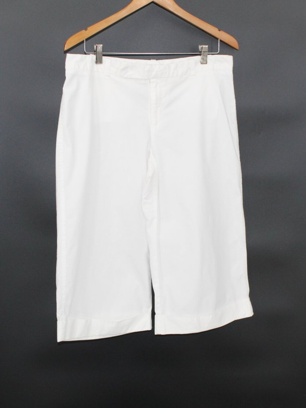 GAP Stretch Capr Pants White Wide Leg Sz 14 Casual Light Relaxed Summer Glam‎